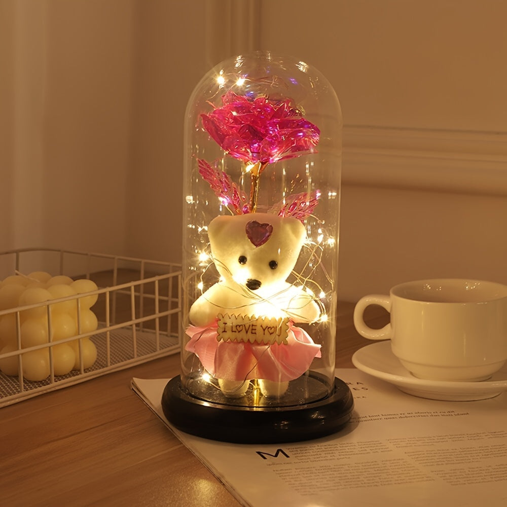 Lampe décorative en rose éternelle doré