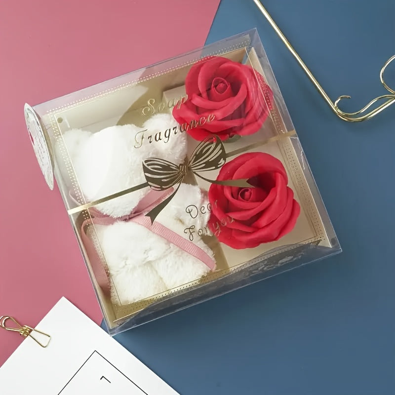 Coffret Cadeau "Ours en Serviette et Roses de Savon"